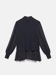 Mint Velvet Black Cotton Blend Mix Knit Top - Image 4 of 4