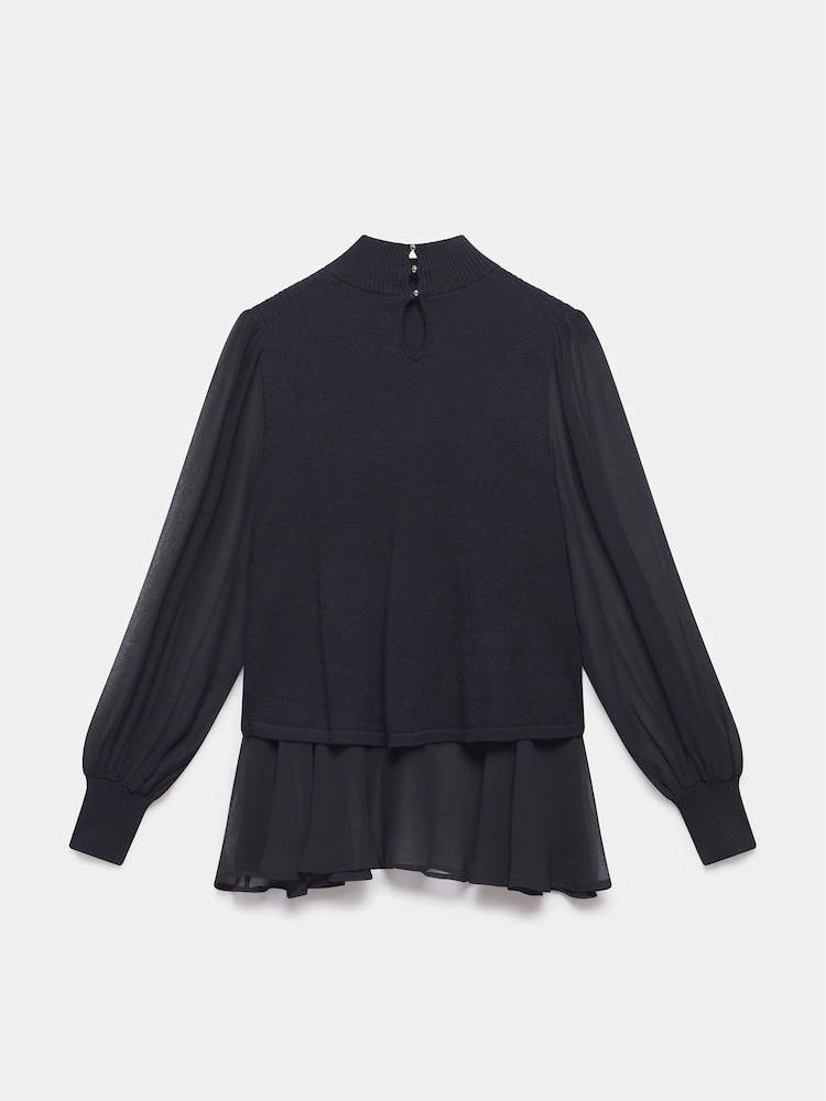 Mint Velvet Black Cotton Blend Mix Knit Top - Image 4 of 4