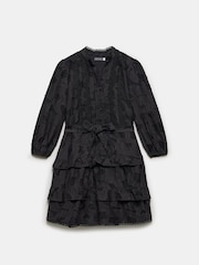 Mint Velvet Black Mini Jacquard Frill Dress - Image 3 of 4