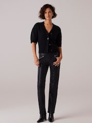 Mint Velvet Black Coated Straight Jeans - Image 1 of 7