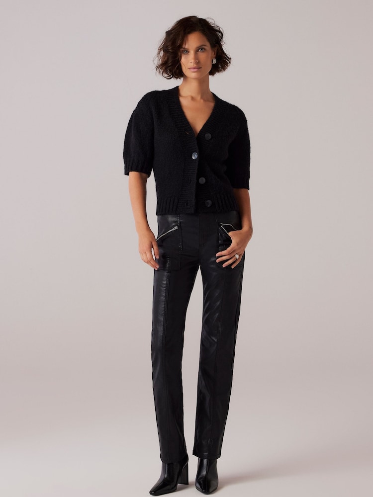 Mint Velvet Black Coated Straight Jeans - Image 1 of 7