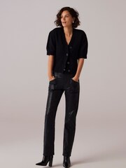 Mint Velvet Black Coated Straight Jeans - Image 3 of 7