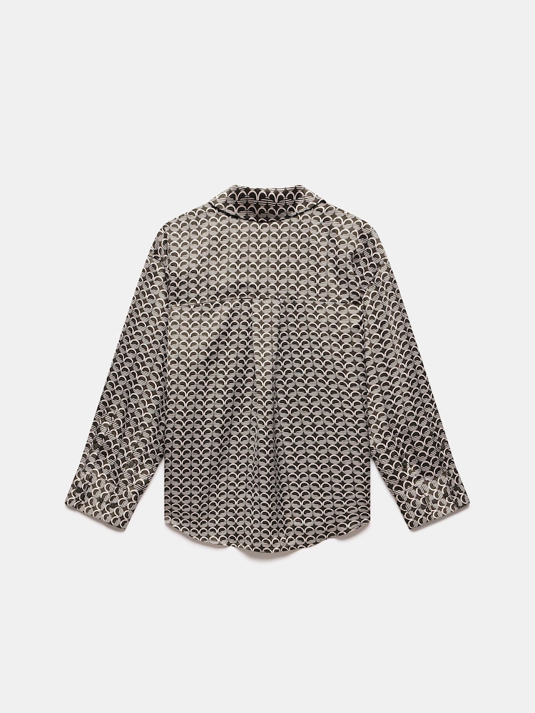 Mint Velvet Brown Geometric Print Satin Shirt - Image 4 of 4