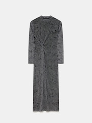 Mint Velvet Black Spot Print Mesh Midi Dress - Image 3 of 4