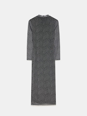 Mint Velvet Black Spot Print Mesh Midi Dress - Image 4 of 4