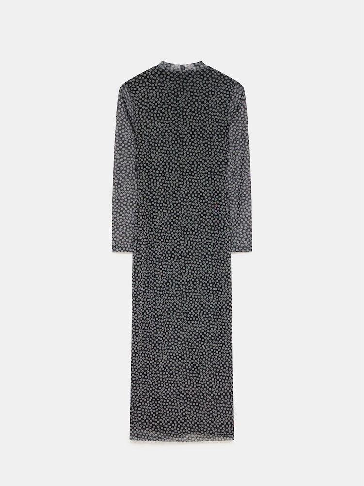 Mint Velvet Black Spot Print Mesh Midi Dress - Image 4 of 4 Mint Velvet Black Spot Print Mesh Midi Dress - Image 4 of 4
