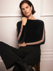 Mint Velvet Black Sleeve Detail Top - Image 1 of 4