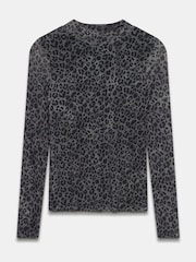 Mint Velvet Grey Animal Print Mesh Top - Image 3 of 4