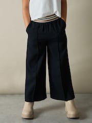 Reiss Navy Abs 13-14 yrs Stripe-Waistband Wide-Leg Trousers - Image 3 of 4
