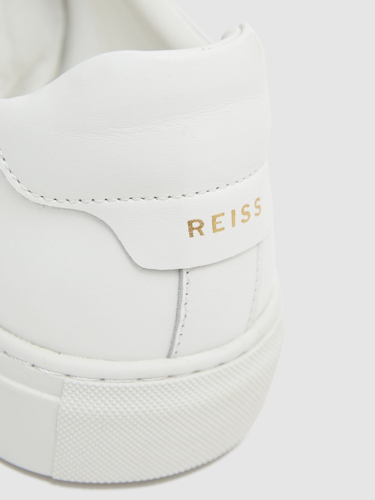 Reiss White Finley Leather Low-Top Trainers - Image 1 of 5