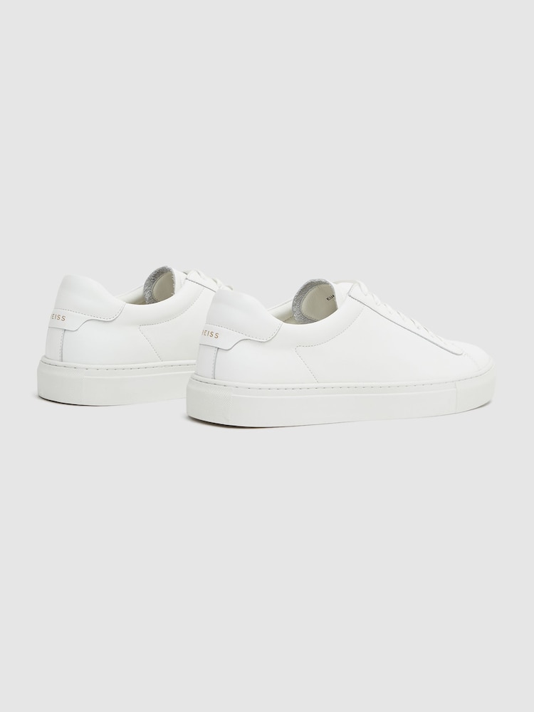 Reiss White Finley Leather Low-Top Trainers - Image 2 of 5