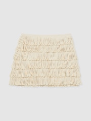 Reiss Ivory Bobbi Loop-Stitch Fringe Mini Skirt - Image 2 of 5
