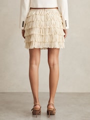 Reiss Ivory Bobbi Loop-Stitch Fringe Mini Skirt - Image 4 of 5