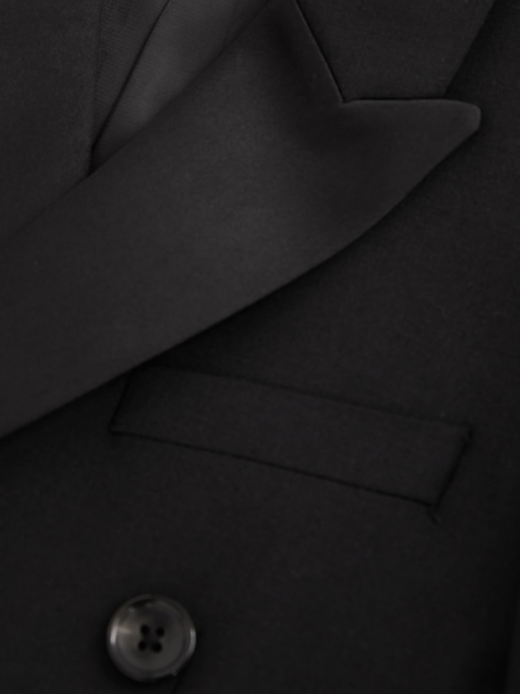 Reiss Black Knightsbridge Db 9-13 yrs Wool-Blend Double-Breasted Tuxedo Jacket - Image 4 of 4