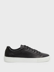 Reiss Black Finley Leather Low-Top Trainers - Image 1 of 5