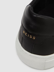 Reiss Black Finley Leather Low-Top Trainers - Image 5 of 5