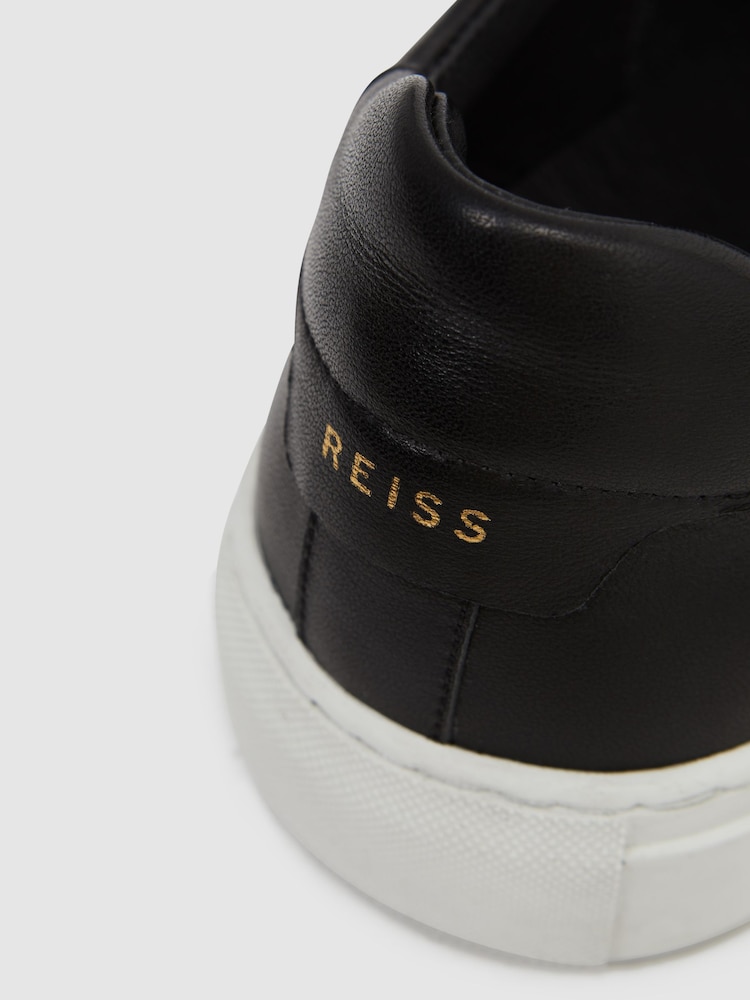 Reiss Black Finley Leather Low-Top Trainers - Image 5 of 5