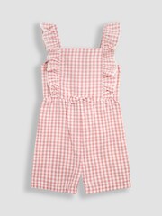 JoJo Maman Bébé Pink Gingham Ruffle Front Playsuit - Image 1 of 4