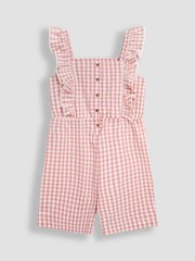 JoJo Maman Bébé Pink Gingham Ruffle Front Playsuit - Image 2 of 4