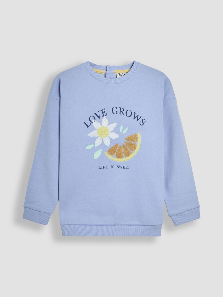 JoJo Maman Bébé Cornflower Floral Appliqué Crew Neck Sweatshirt - Image 1 of 3
