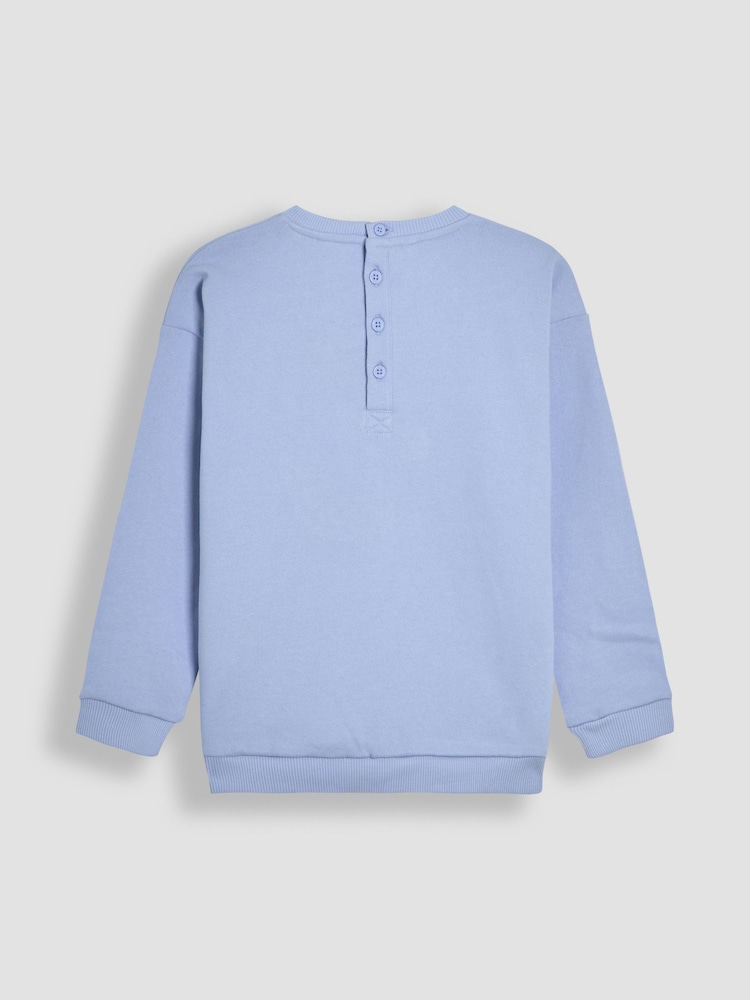 JoJo Maman Bébé Cornflower Floral Appliqué Crew Neck Sweatshirt - Image 2 of 3
