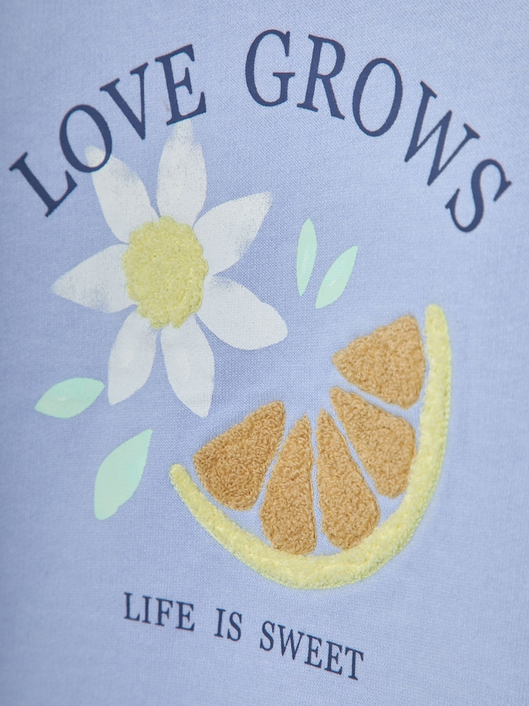 JoJo Maman Bébé Cornflower Floral Appliqué Crew Neck Sweatshirt - Image 3 of 3