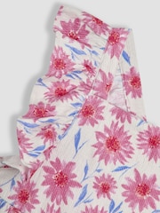 JoJo Maman Bébé Pink Floral Frill Shoulder Cross Back Dress - Image 3 of 3