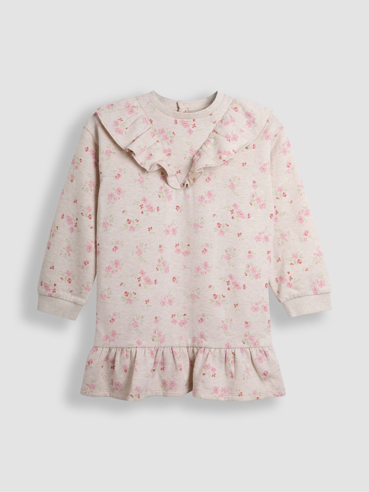 JoJo Maman Bébé Neutral Floral Sweat Dress - Image 1 of 3