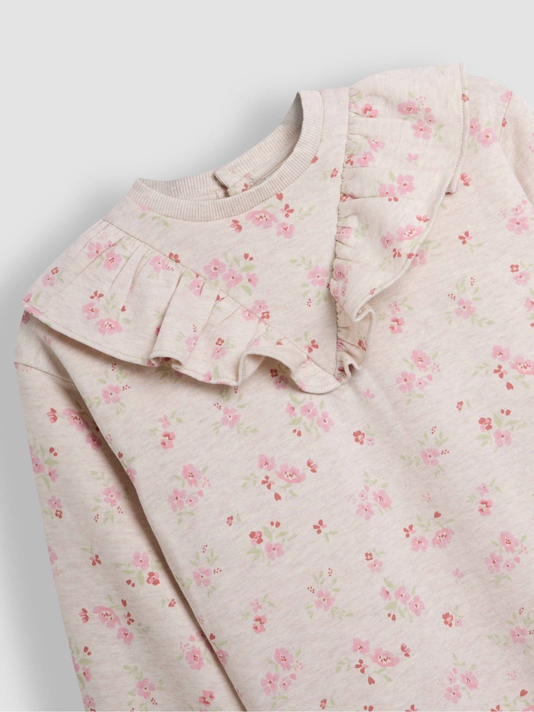 JoJo Maman Bébé Neutral Floral Sweat Dress - Image 2 of 3