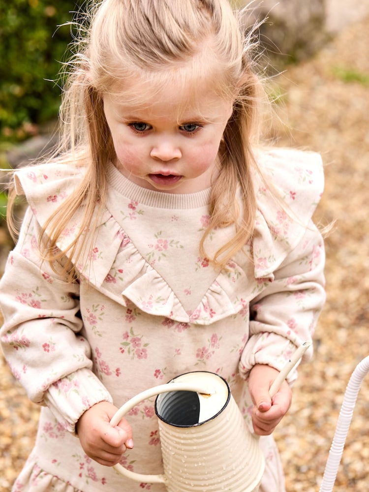 JoJo Maman Bébé Neutral Floral Sweat Dress - Image 2 of 6 JoJo Maman Bébé Neutral Floral Sweat Dress - Image 2 of 6