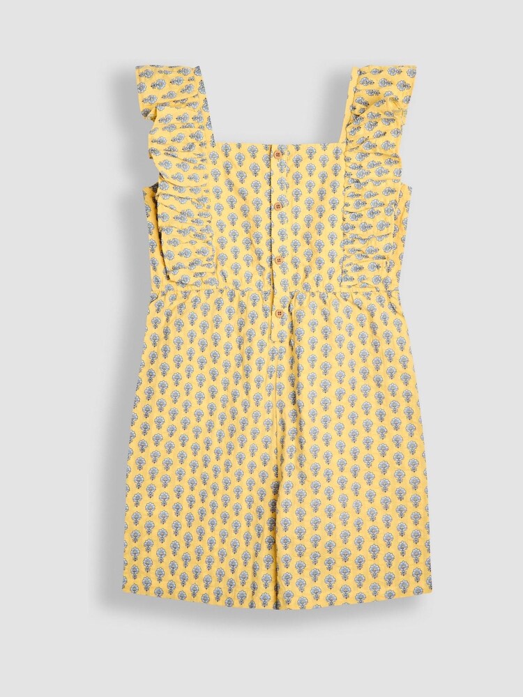 JoJo Maman Bébé Yellow Floral Ruffle Front Playsuit - Image 2 of 4 JoJo Maman Bébé Yellow Floral Ruffle Front Playsuit - Image 2 of 4