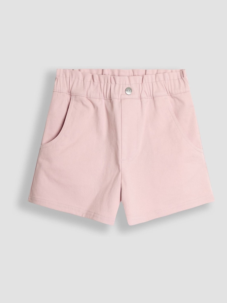 JoJo Maman Bébé Rose Pink Twill Turn-up Hem Shorts - Image 1 of 3