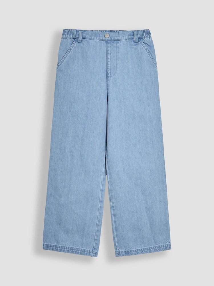 JoJo Maman Bébé Denim Blue Wide Leg Trousers - Image 1 of 3