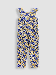 JoJo Maman Bébé Navy Sunflower Ruffle Front Jumpsuit - Image 2 of 3