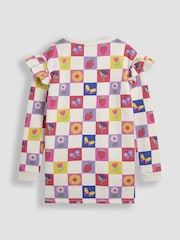 Crema a cuadros con diseño de jardín - JoJo Maman Bébé Sweat Dress - Imagen 2 de 3