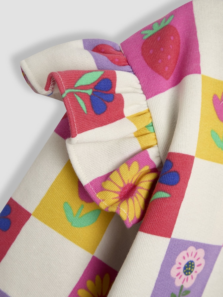 Crema a cuadros con diseño de jardín - JoJo Maman Bébé Sweat Dress - Imagen 3 de 3