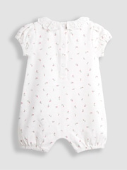 JoJo Maman Bébé Pink Floral 2 Pack Broderie Collar Rompers - Image 5 of 5