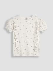 JoJo Maman Bébé Khaki Green Floral 2-Piece Floral T-Shirt & Shorts Set - Image 2 of 5