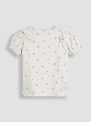 JoJo Maman Bébé Khaki Green Floral 2-Piece Floral T-Shirt & Shorts Set - Image 3 of 5