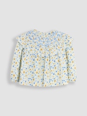 JoJo Maman Bébé White Sunflower Smocked Ruffle Blouse - Image 1 of 3