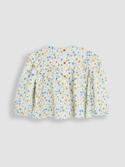 JoJo Maman Bébé White Sunflower Smocked Ruffle Blouse - Image 2 of 3