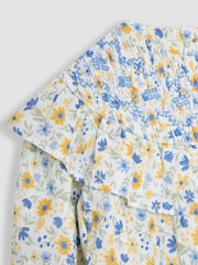 JoJo Maman Bébé White Sunflower Smocked Ruffle Blouse - Image 3 of 3
