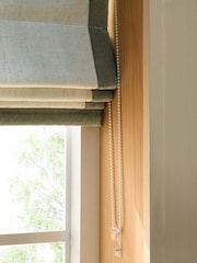 Natural/Green Ready Made Blackout Touch of Linen Border Roman Blind - Image 4 of 8