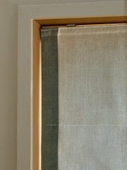Natural/Green Ready Made Blackout Touch of Linen Border Roman Blind - Image 7 of 8