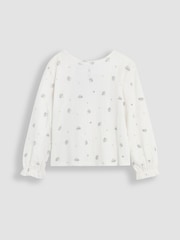 JoJo Maman Bébé Cream Floral Frill Cuff Top - Image 1 of 3