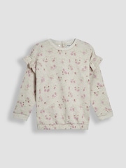 JoJo Maman Bébé Neutral Floral Frill Shoulder Sweatshirt - Image 1 of 3