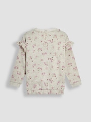 JoJo Maman Bébé Neutral Floral Frill Shoulder Sweatshirt - Image 2 of 3