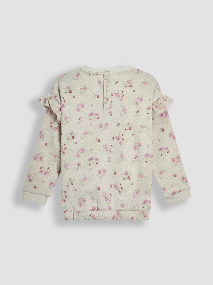JoJo Maman Bébé Neutral Floral Frill Shoulder Sweatshirt - Image 2 of 3
