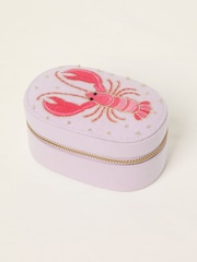 Lilac Lobster Embroidered Travel Jewellery Box - Image 1 of 2