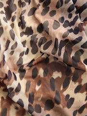 Brown/Black Cow Animal Print Mesh V-Neck Flutter Sleeve Mini Dress - Image 7 of 7